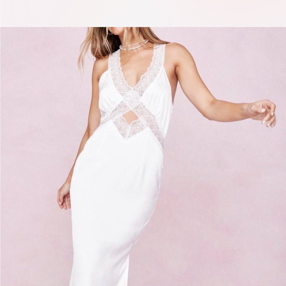 Nasty Gal Cream Lace Accent Dress